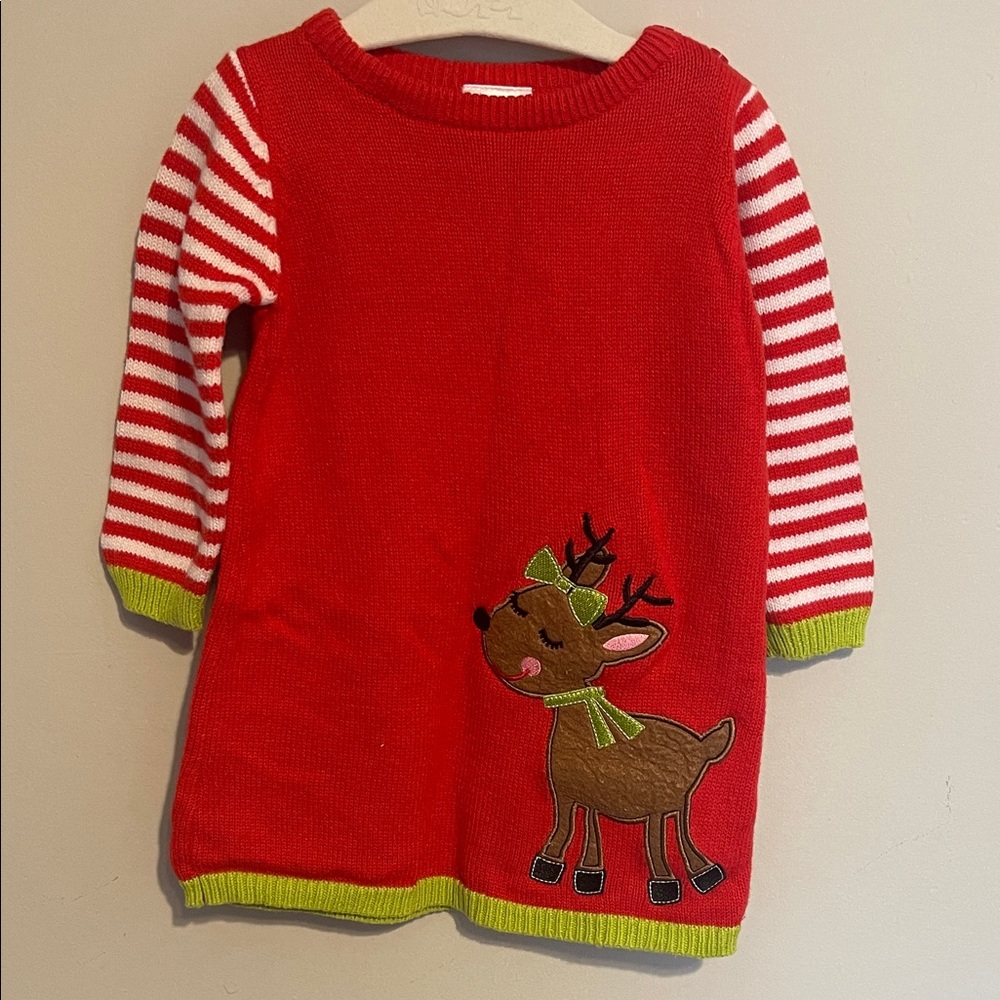 Nursery Rhyme girls 18 month Christmas sweater dress reindeer